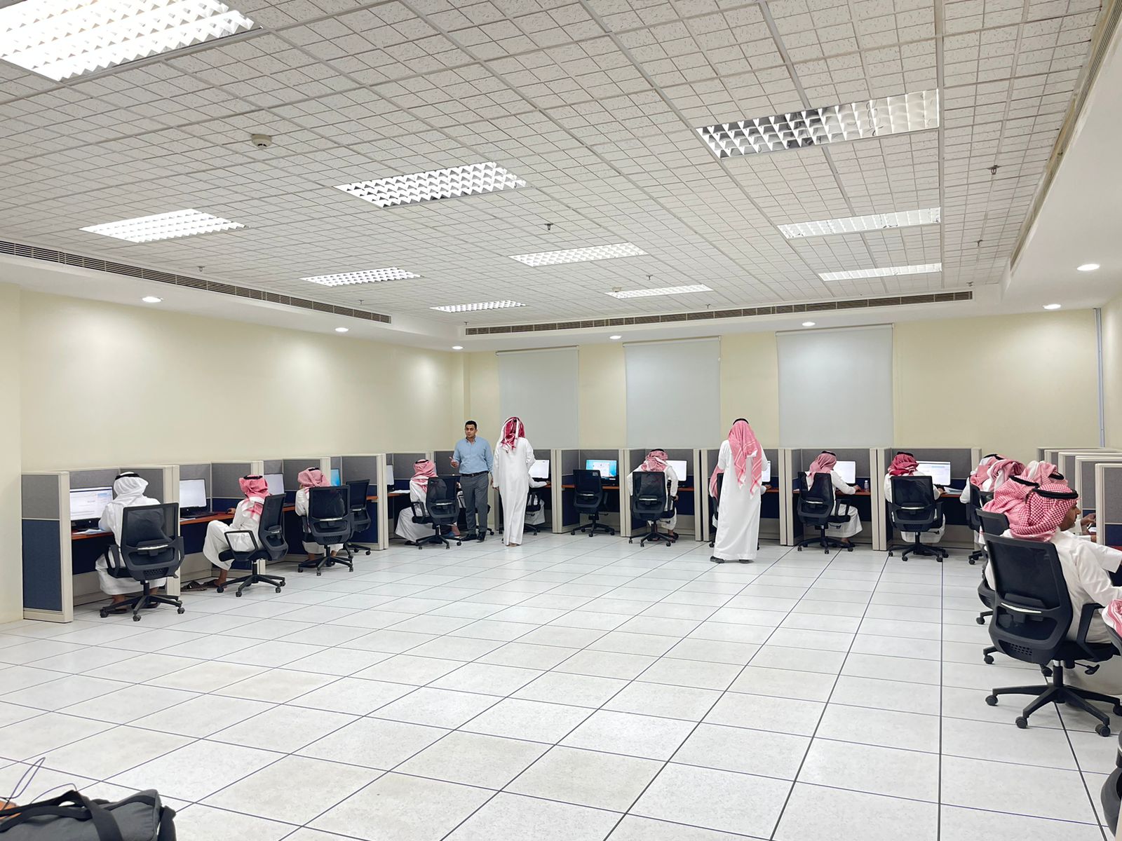 The Deanship of Digital Transformation and Knowledge Resources, represented by the Administration of E-Learning and Distance Education, hosts several accredited tests for the ISO 9001:2015 Quality Management System in the E-exams laboratory, which were organized by the Deanship of Development and Quality.